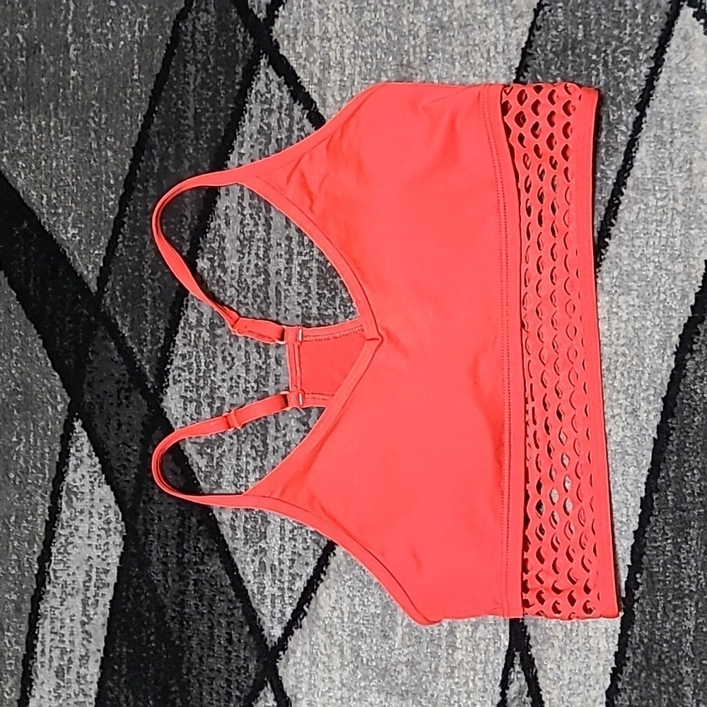 VICTORIA SECRET PINK ULTIMATE RED CUT-OUT LIGHTLY LINED RACERBACK SPORTS…